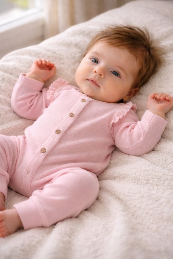 Bebê usando roupa leve em ambiente agradável, demonstrando conforto térmico e bem-estar